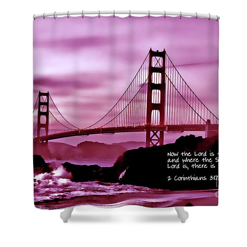  Golden Gate Bridge Shower Curtain featuring the photograph Inspirational - Nightfall at the Golden Gate by Mark Madere