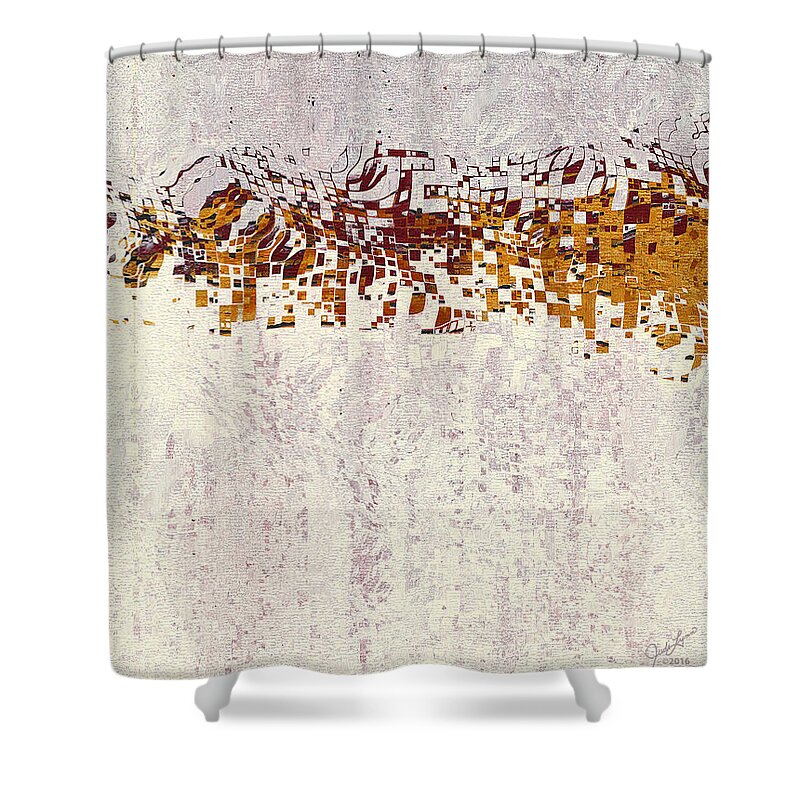 Insync Shower Curtain featuring the digital art Insync 2 by Judi Lynn