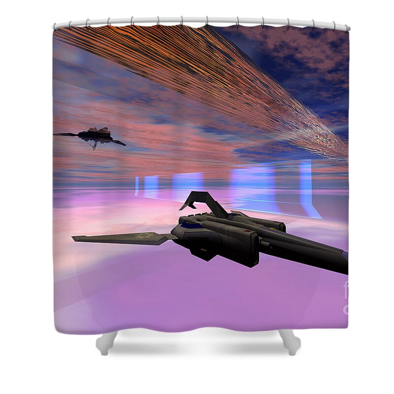 Space Art Shower Curtain featuring the painting Interfold Layer by Corey Ford