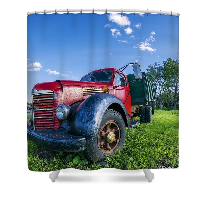 Truck Shower Curtain featuring the digital art International KB-6 Truck by Ken Morris