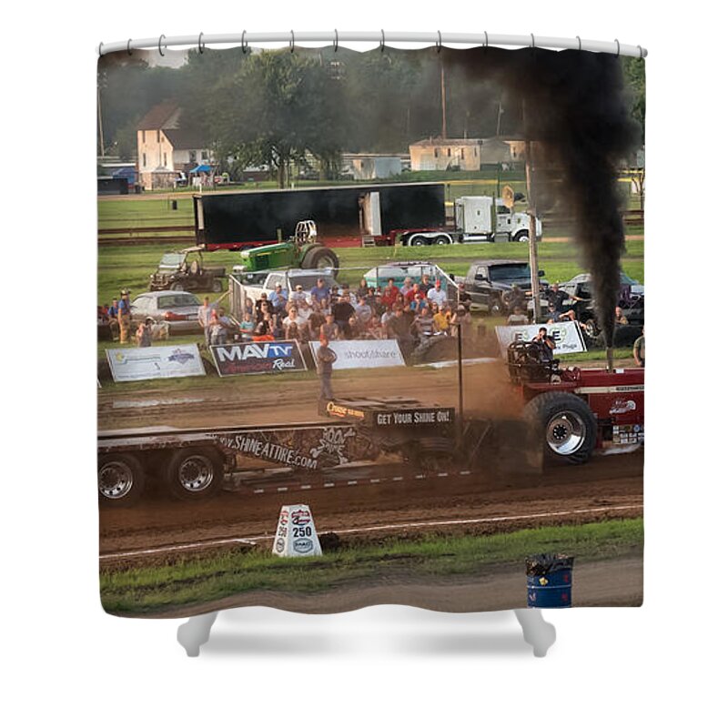 International Tractor Shower Curtain featuring the photograph International Tractor Pull by Holden The Moment