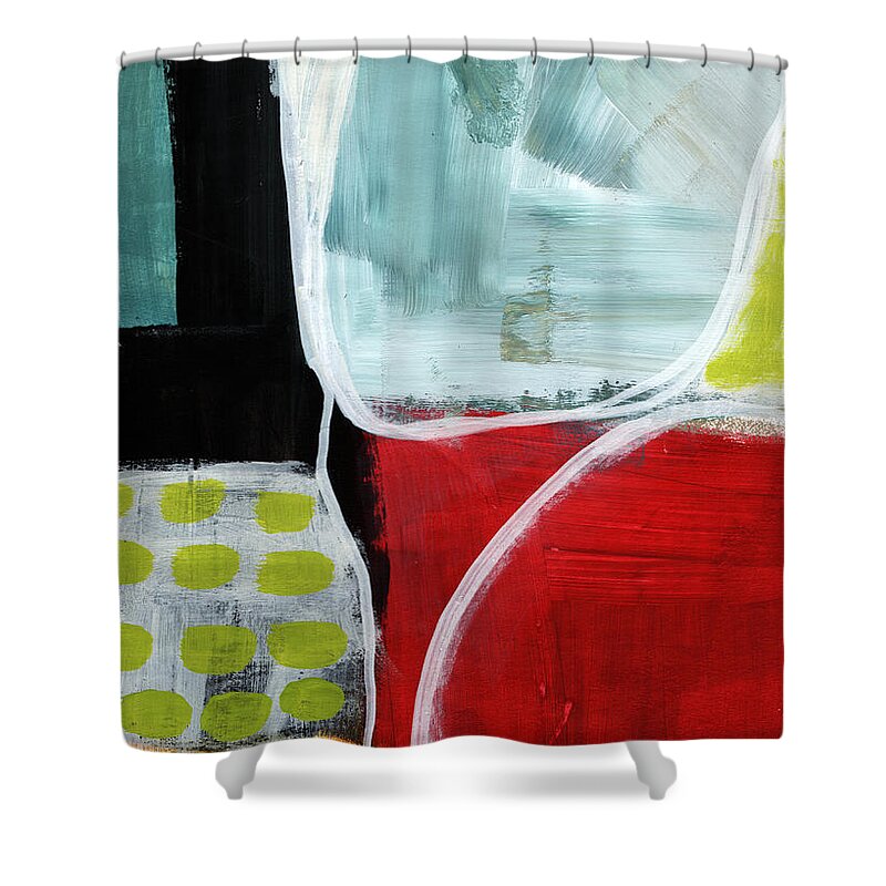 Abstract Shower Curtain featuring the painting Intersection 37- Abstract Art by Linda Woods