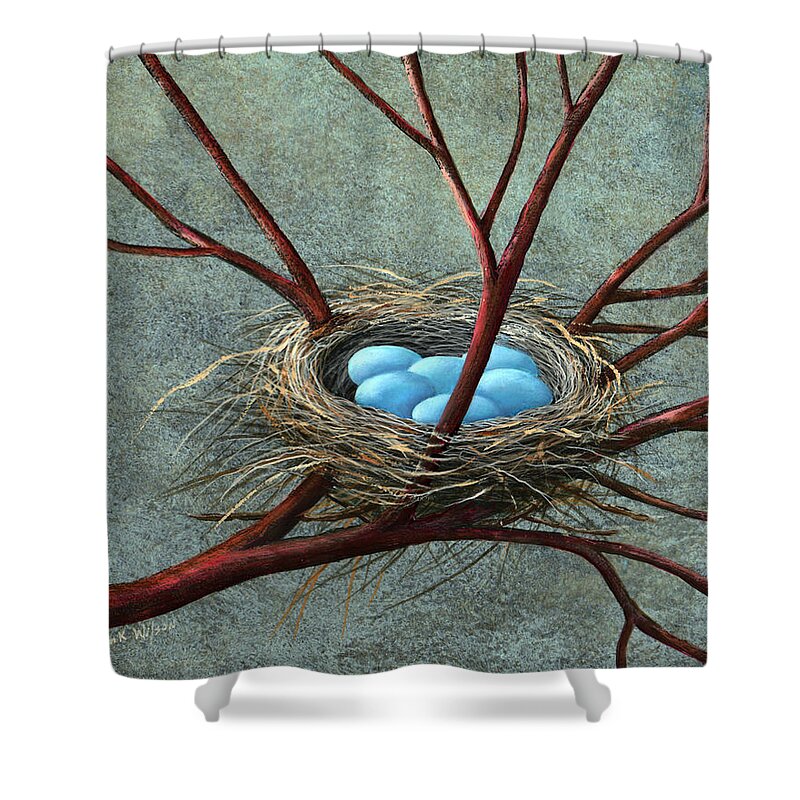 Bird's Nest Shower Curtain featuring the painting Intertwined Birds Nest by Frank Wilson