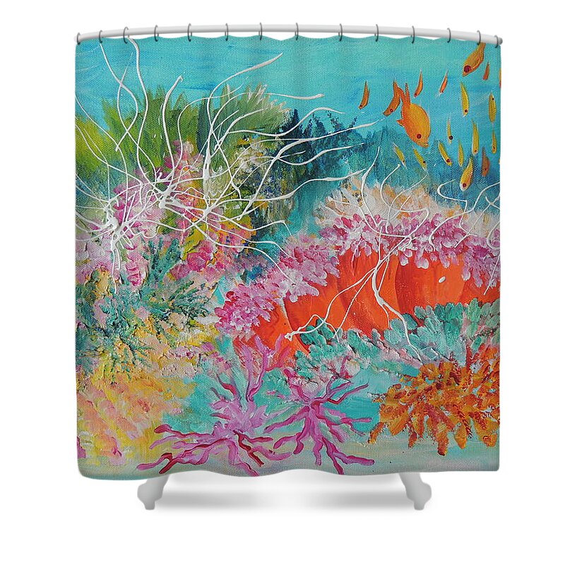 Fish Shower Curtain featuring the painting Feeding Time # 3 by Lyn Olsen