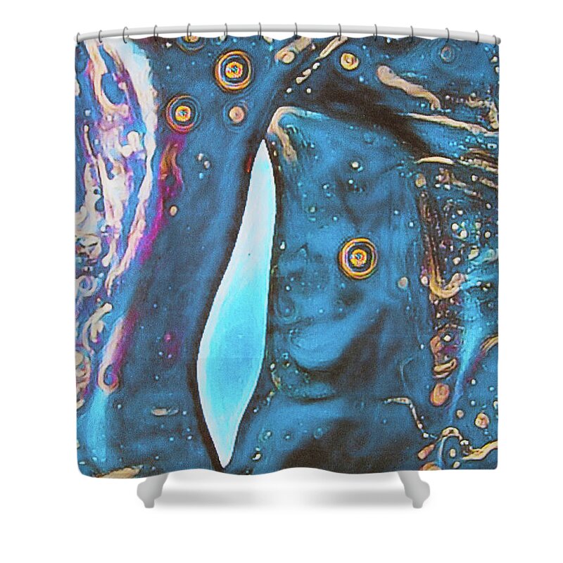 Faces Shower Curtain featuring the painting Into The Deep by Robert Margetts