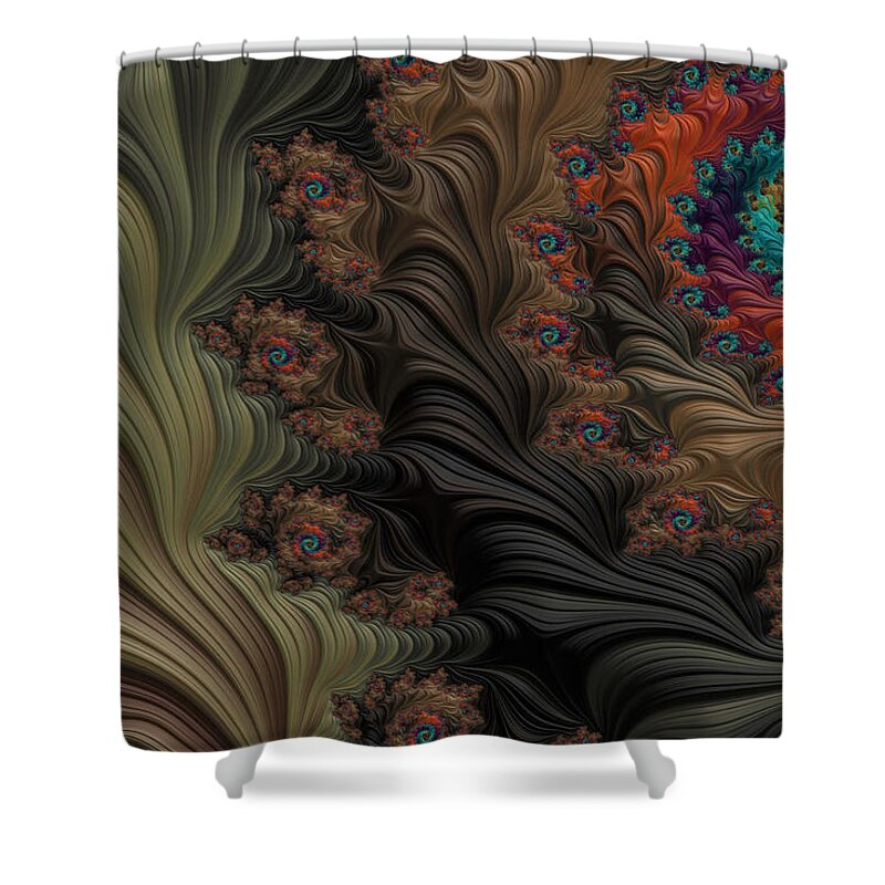 Fractal Art Shower Curtain featuring the digital art Into the Deep Woods by Bonnie Bruno