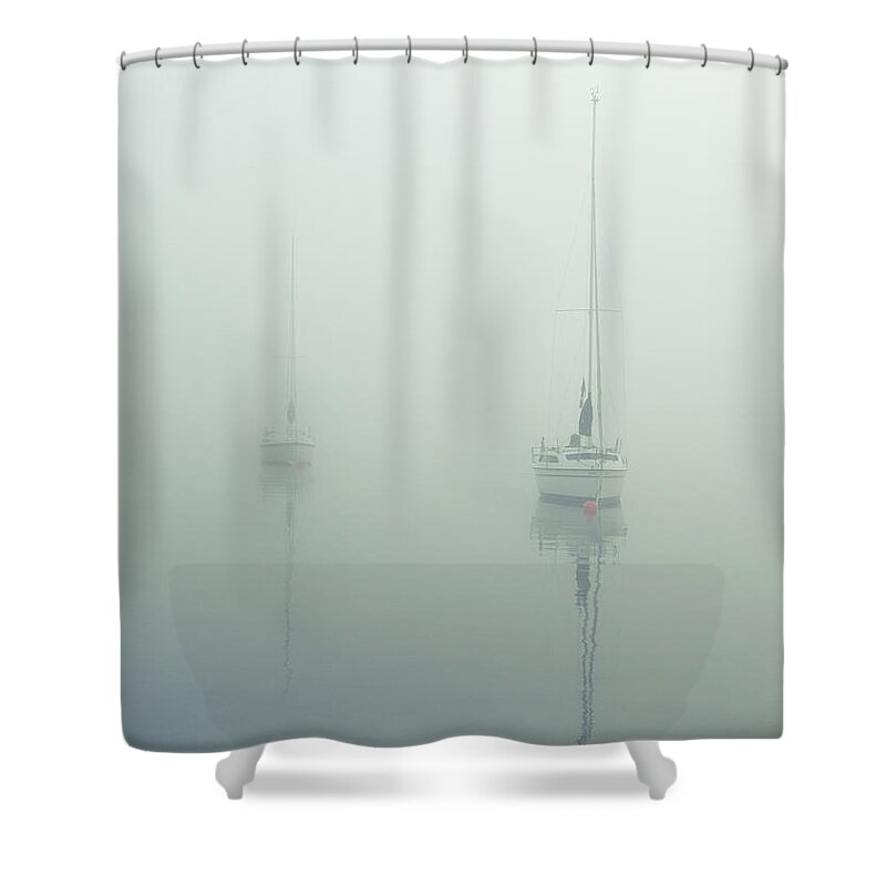Boat Shower Curtain featuring the photograph Into The Mystic by Sandra Parlow