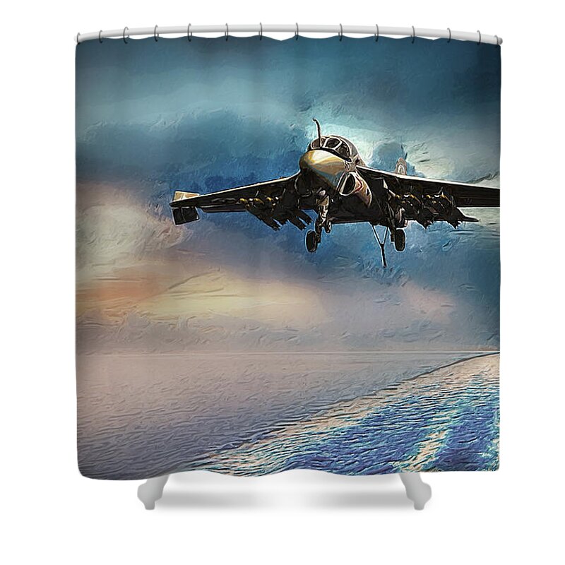 A-6 Shower Curtain featuring the digital art Intruder Returns by Airpower Art
