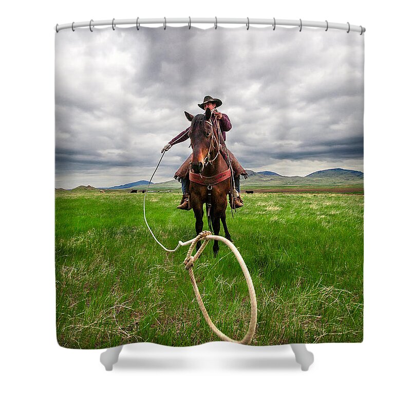 Cowboy Shower Curtain featuring the photograph Invisible Calf by Todd Klassy