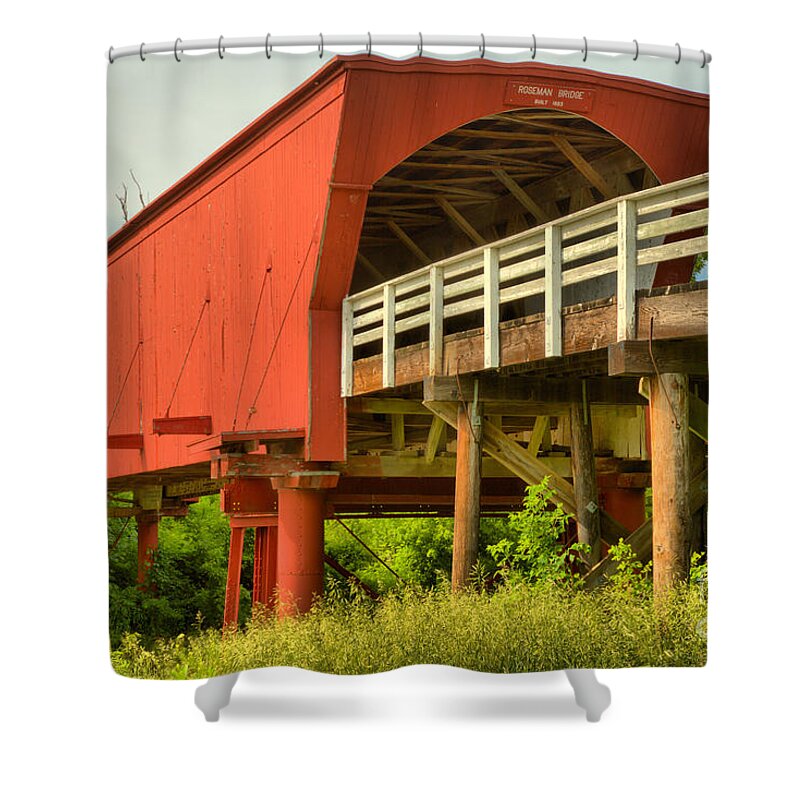 Roseman Shower Curtain featuring the photograph Iowa Wooden Roadway by Adam Jewell