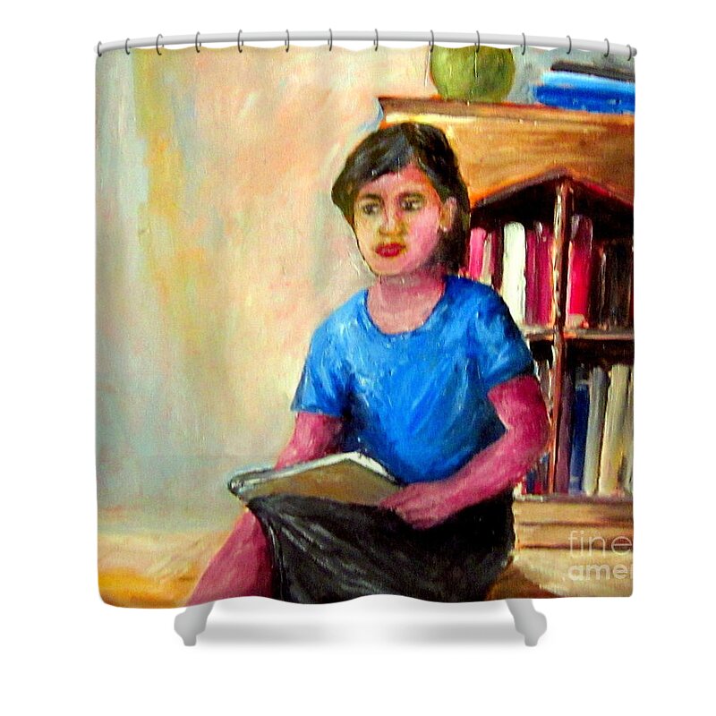 Wife Shower Curtain featuring the painting Irene by Jason Sentuf