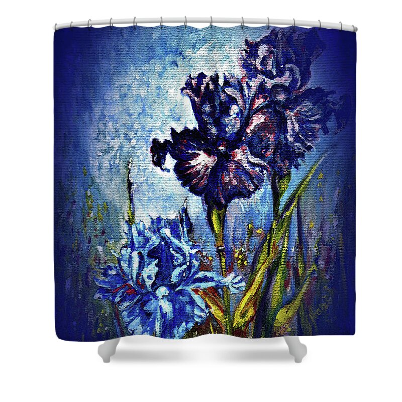 Flowers Shower Curtain featuring the painting Iris by Harsh Malik