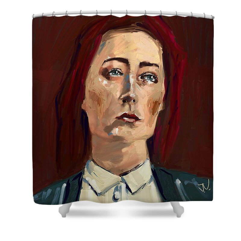 Portrait Shower Curtain featuring the digital art Irish Red by Jim Vance