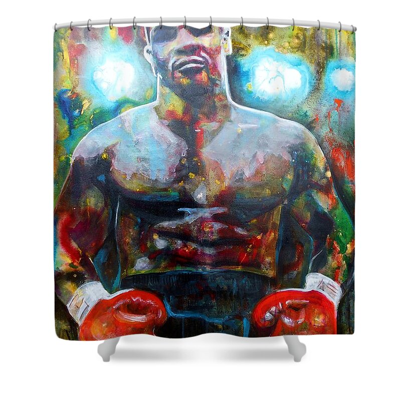 Art Shower Curtain featuring the painting Iron Mike by Angie Wright