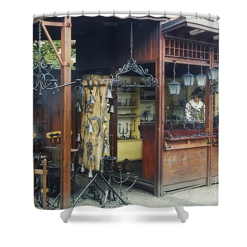 Old Town Square Booth Shower Curtain featuring the photograph Iron Work by Bob Phillips
