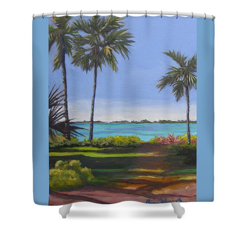 Palm Shower Curtain featuring the painting Islamorada Alley by Anne Marie Brown