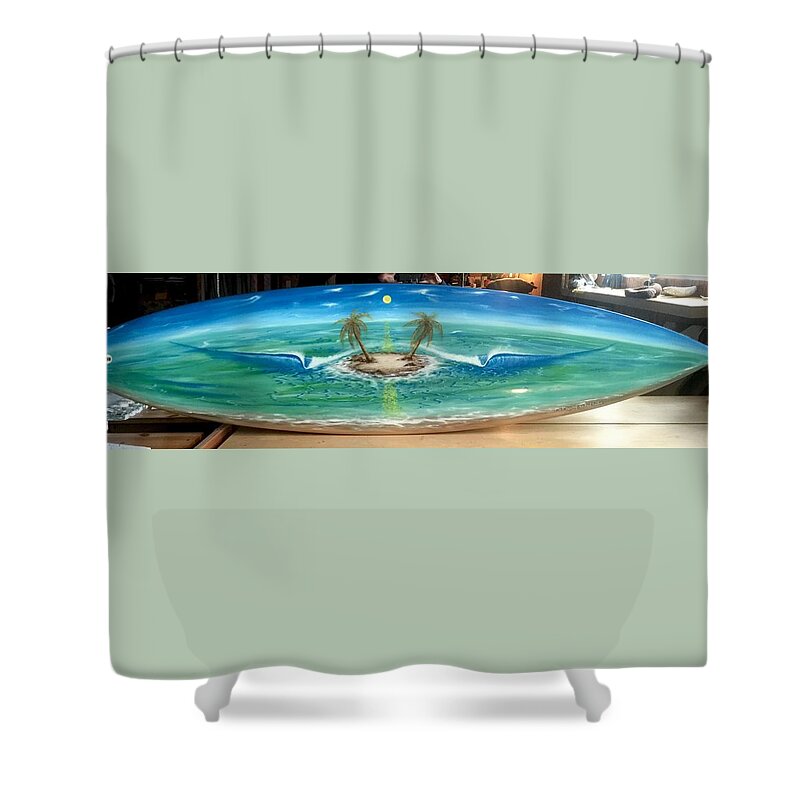 Island Dream Shower Curtain featuring the painting Island dream by Paul Carter