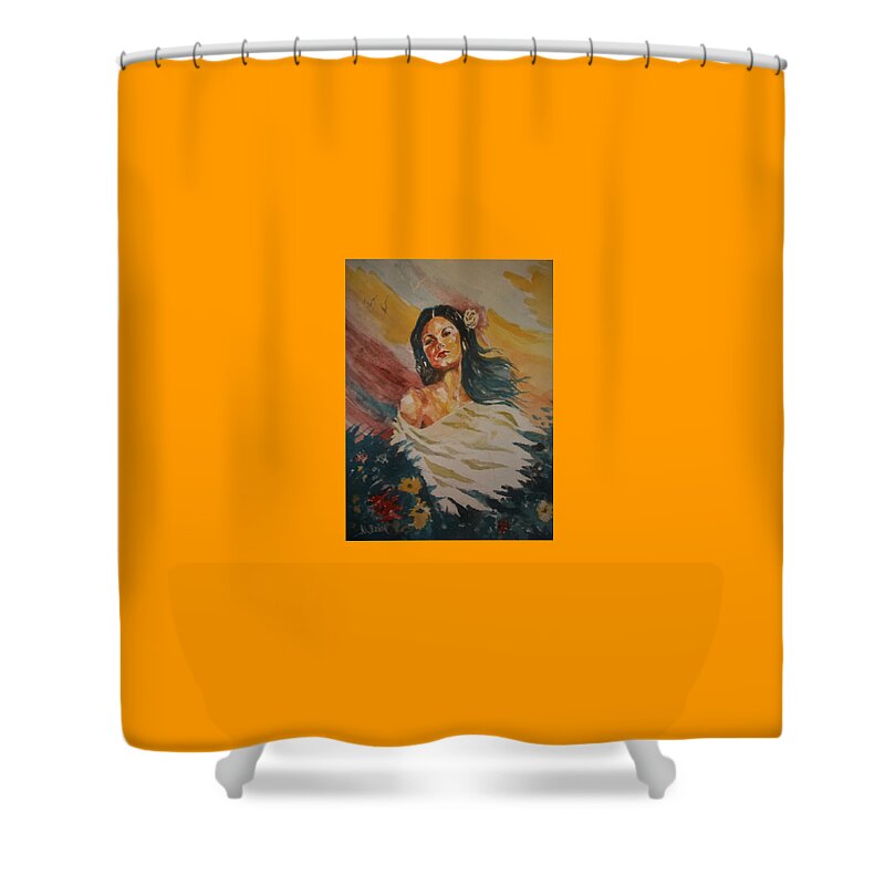 Female Shower Curtain featuring the painting Island Tradewinds by Al Brown