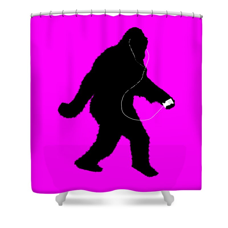 Sasquatch Shower Curtain featuring the digital art iSquatch - Hot Pink by Gravityx9 Designs