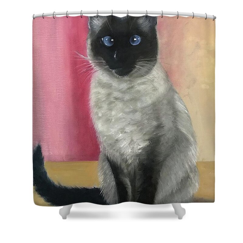 Cat Shower Curtain featuring the painting Issac by M J Venrick