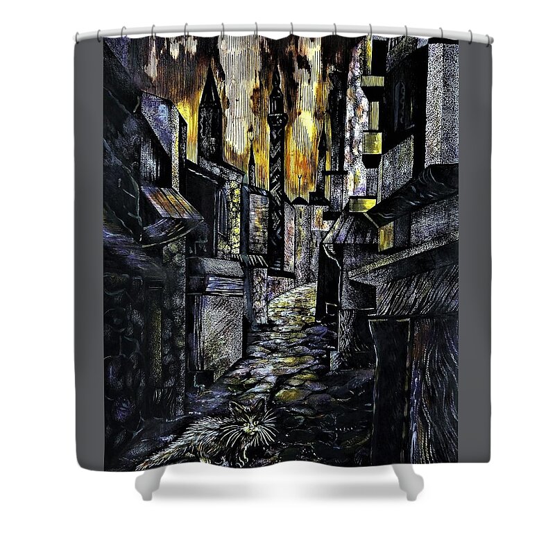 Travel Impressions Shower Curtain featuring the drawing Istanbul Impressions. Lost in the city. by Anna Duyunova