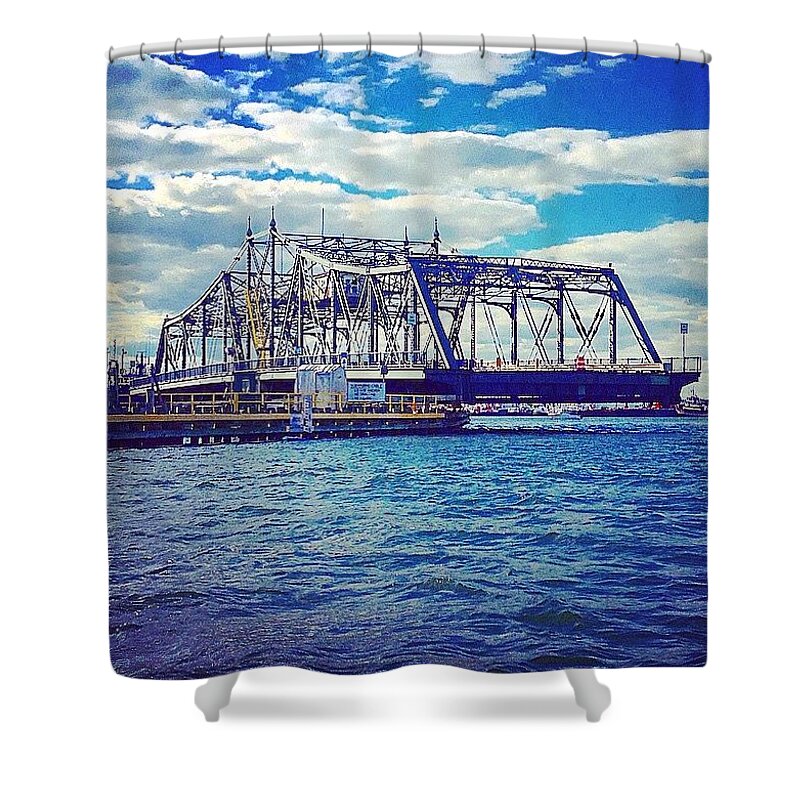 Bridge Shower Curtain featuring the photograph Swing Bridge by Kate Arsenault 