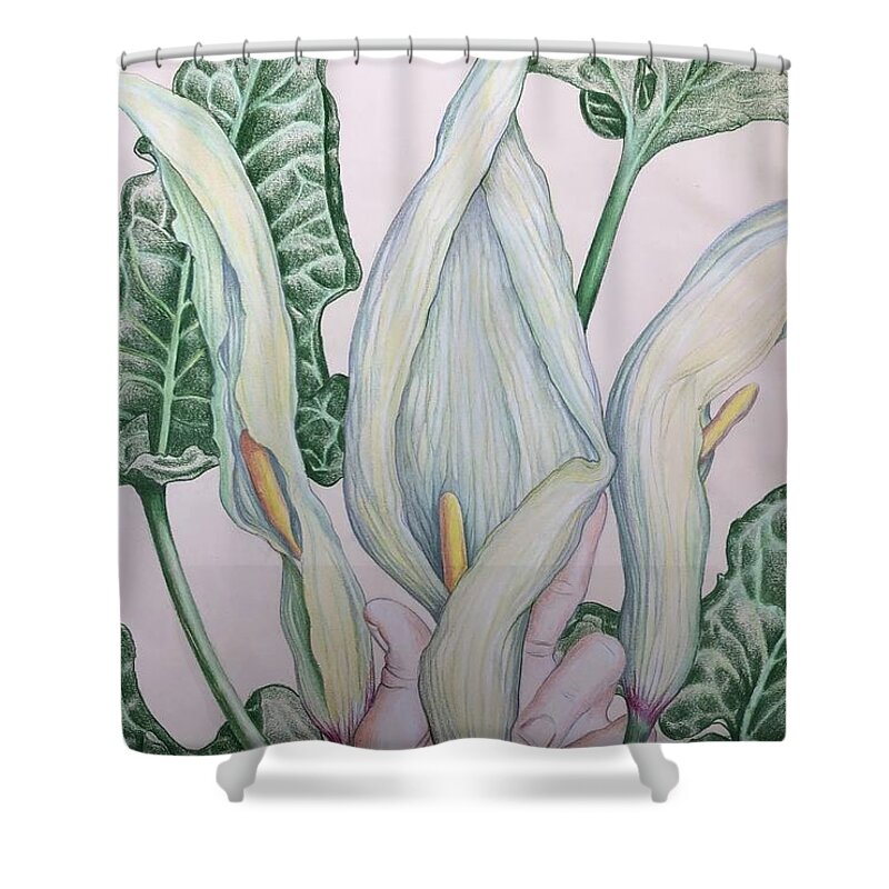 Garden Shower Curtain featuring the painting Italian Arum by Rand Burns