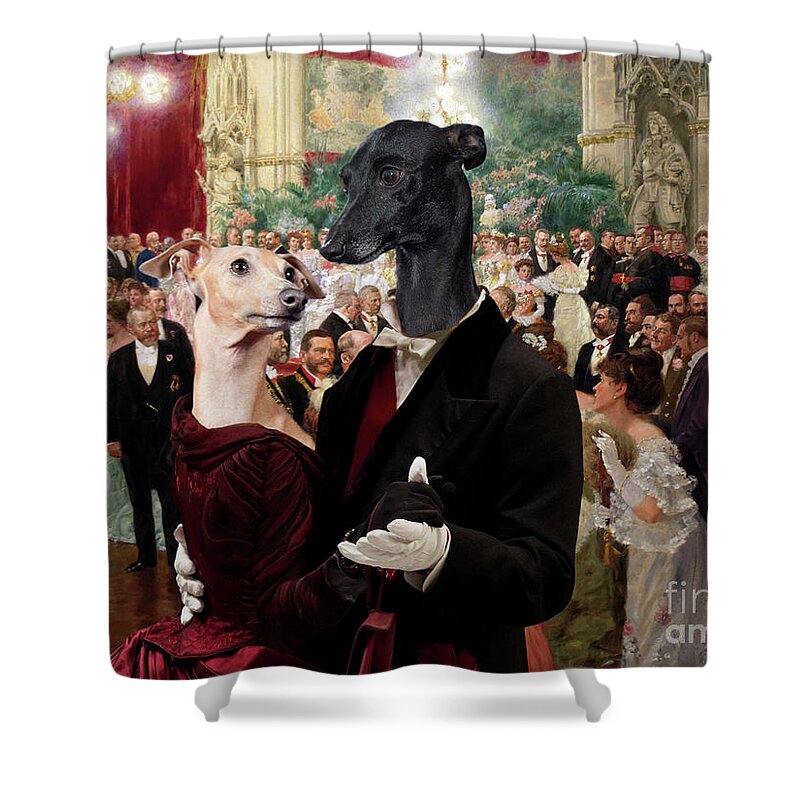 Italian Greyhound Shower Curtain featuring the painting Italian Greyhound Art Canvas Print - Beautiful City Dance Hall Vienna Wilhelm Gause by Sandra Sij
