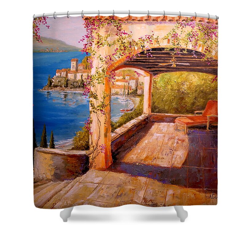 Landscape Shower Curtain featuring the painting Italian Villa by Alan Lakin