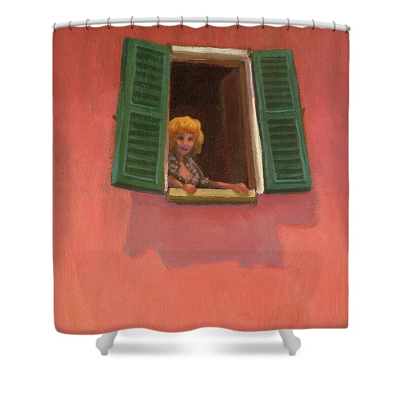 Woman Shower Curtain featuring the painting Italian Siren by Don Morgan