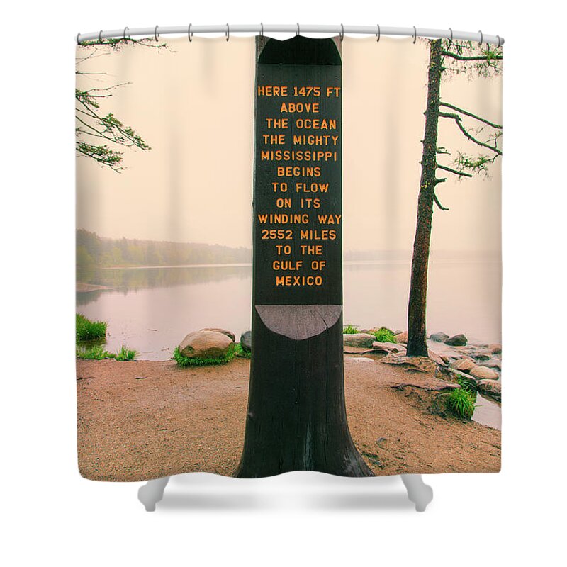 Itasca Park Shower Curtain featuring the photograph Itasca Marker Nostalgic by Nancy Dunivin