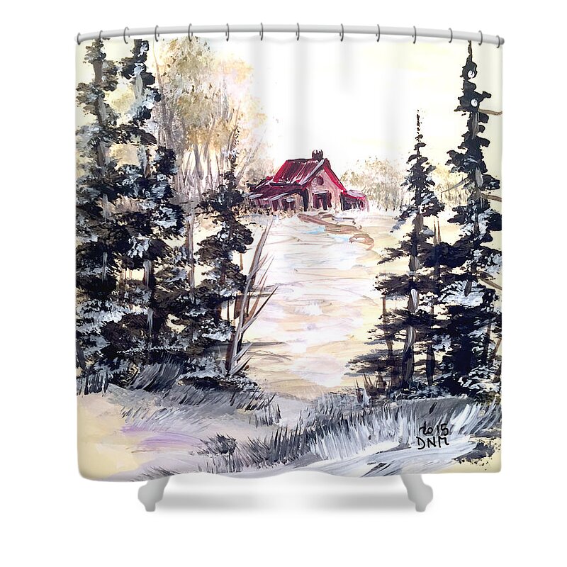 Winter Shower Curtain featuring the painting It's Winter - 2 by Dorothy Maier