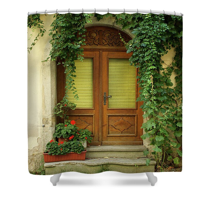 Ivy Shower Curtain featuring the photograph Ivy Covered Door by Rebekah Zivicki