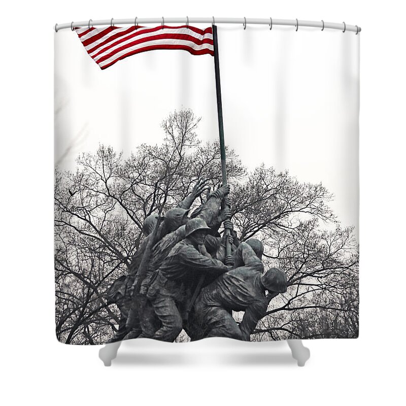 Iwo Jima Memorial Shower Curtain featuring the photograph Iwo Jima Memorial by Mitch Cat
