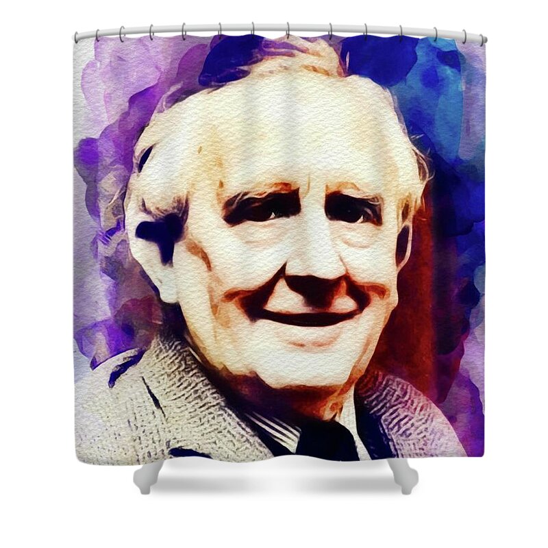 Tolkien Shower Curtain featuring the painting J. R. R. Tolkien, Literary Legend by Esoterica Art Agency