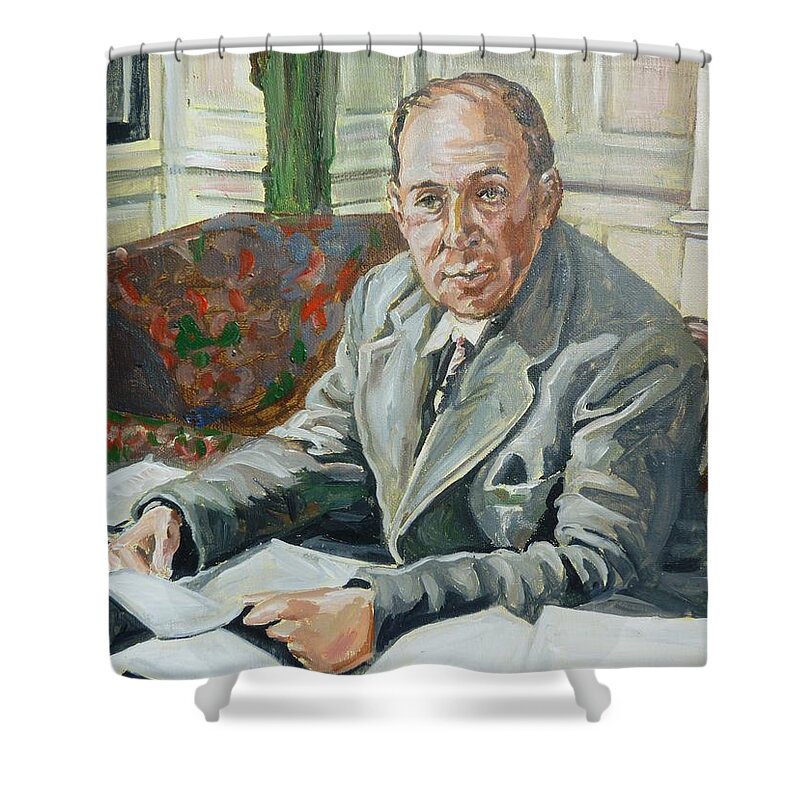 C S Lewis Shower Curtain featuring the painting Jack C S Lewis by Bryan Bustard