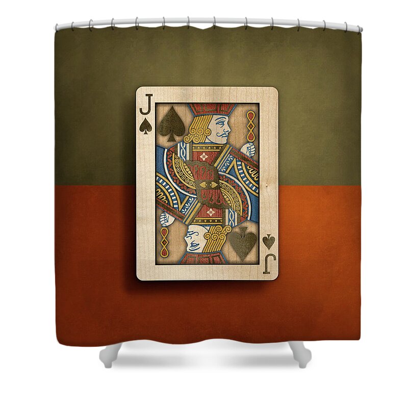 Boards Shower Curtain featuring the photograph Jack of Spades in Wood by YoPedro