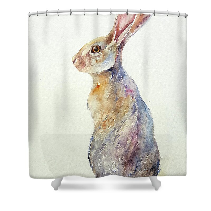 Rabbit Shower Curtain featuring the painting Jack Rabbit by Arti Chauhan