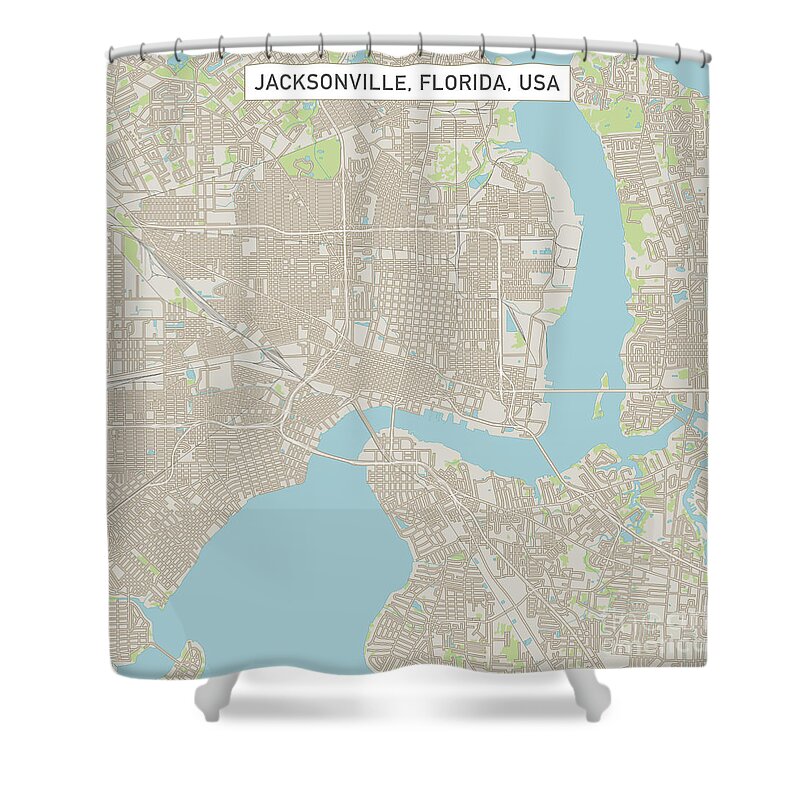 Jacksonville Shower Curtain featuring the digital art Jacksonville Florida US City Street Map by Frank Ramspott