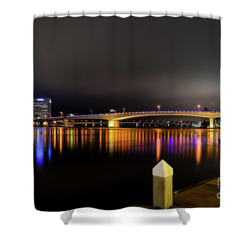 Downtown Shower Curtain featuring the photograph Jacksonville night sky by Paul Quinn