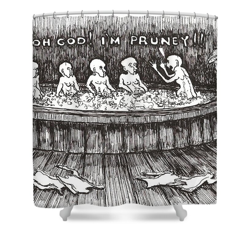 Jacuzzi Shower Curtain featuring the drawing Jacuzzi 1 by R Allen Swezey