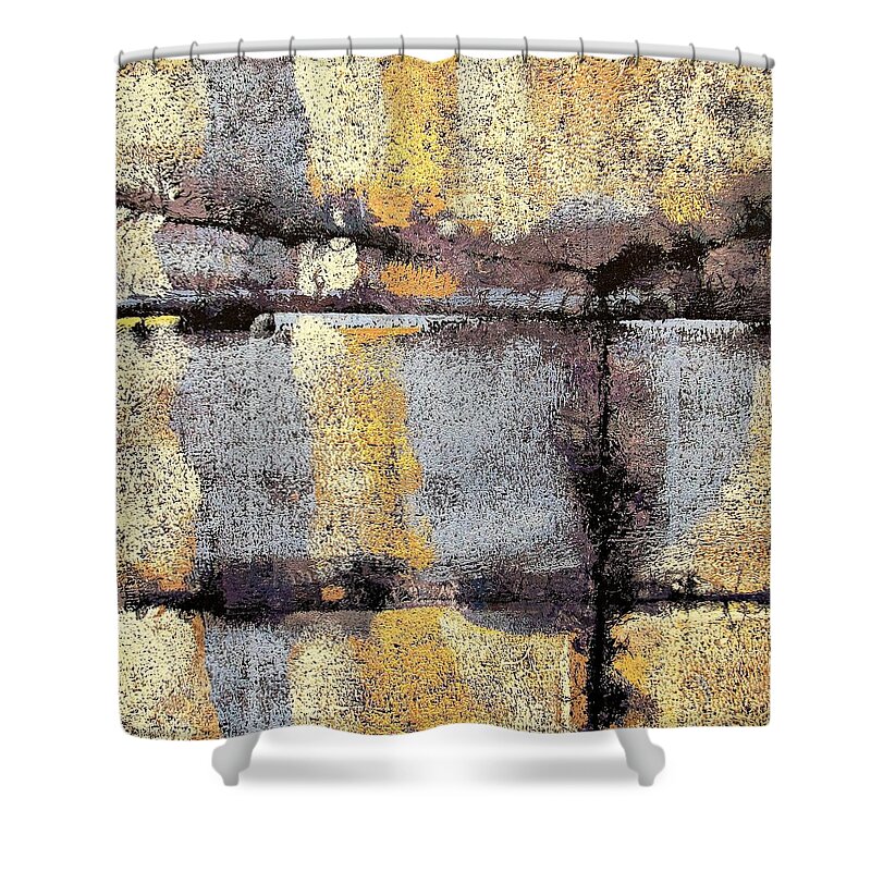 Abstract Painting Shower Curtain featuring the painting Jagged Lavendar by Maria Huntley
