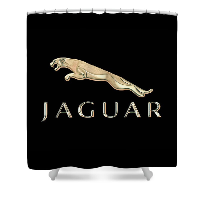 Jaguar Car Emblem Design Shower Curtain featuring the digital art Jaguar Car Emblem Design by Walter Colvin