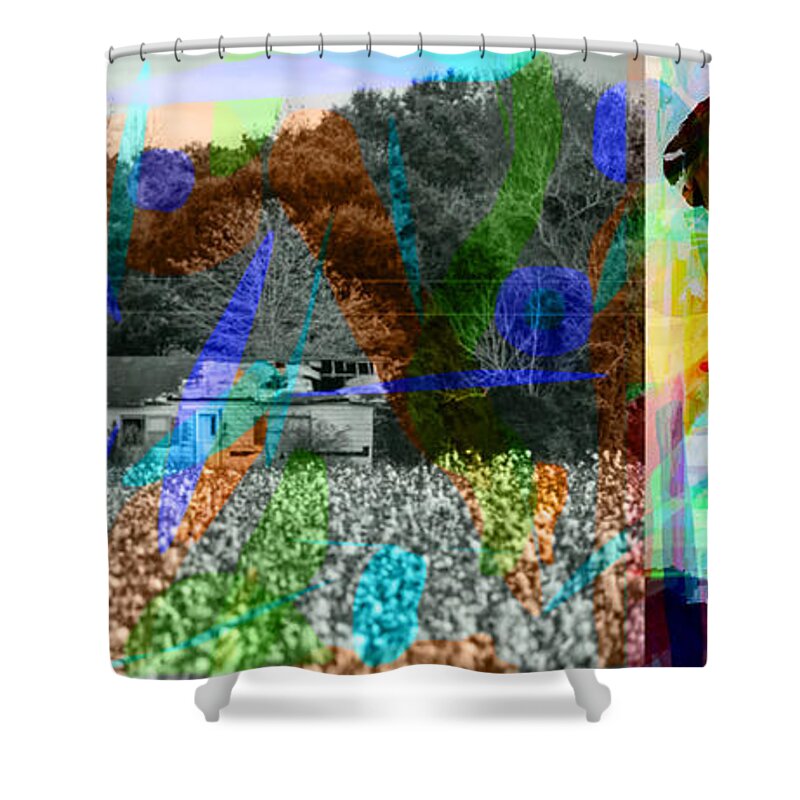 Cotton Shower Curtain featuring the digital art James Brown #1 by Joe Roache