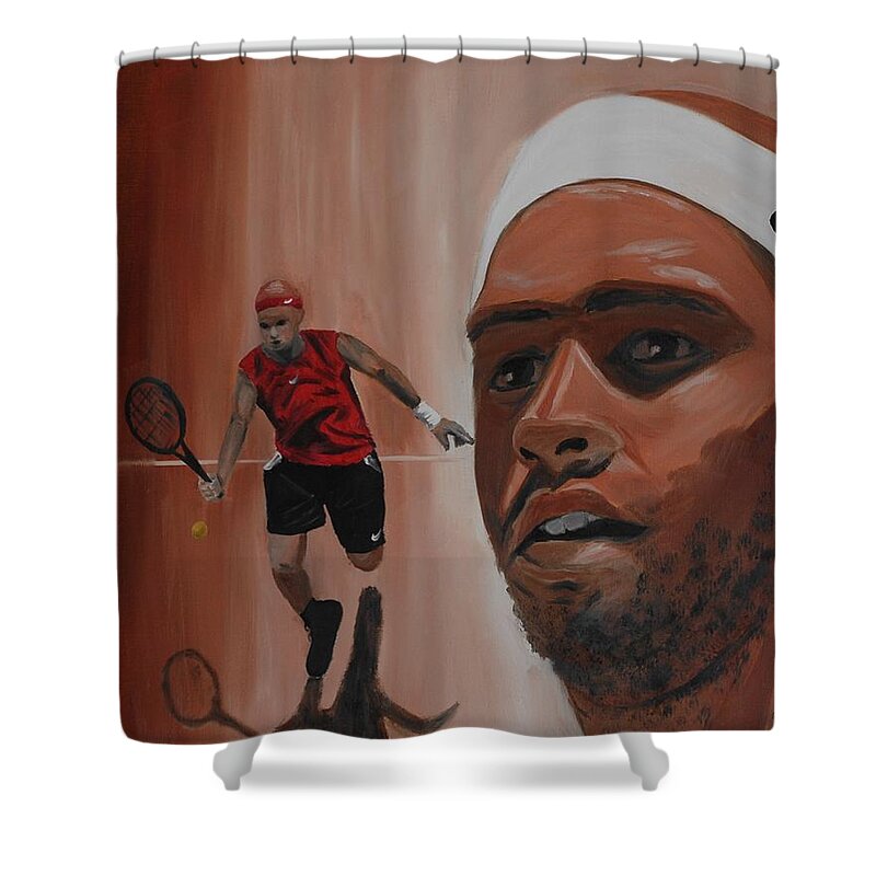 James Shower Curtain featuring the painting James Blake by Quwatha Valentine