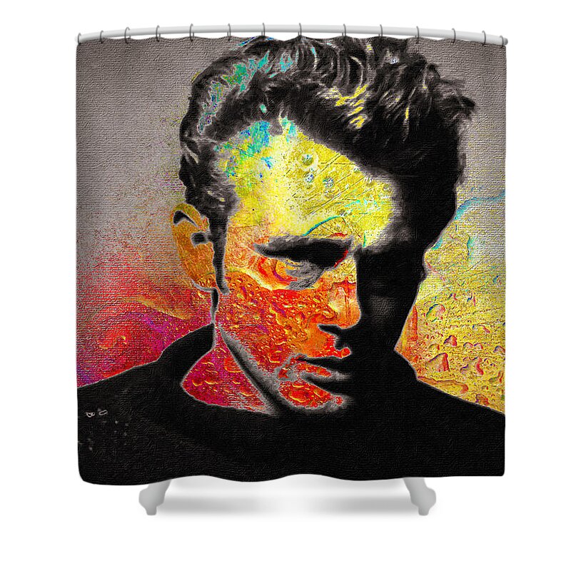 James Dean Shower Curtain featuring the mixed media James Dean by Tony Rubino