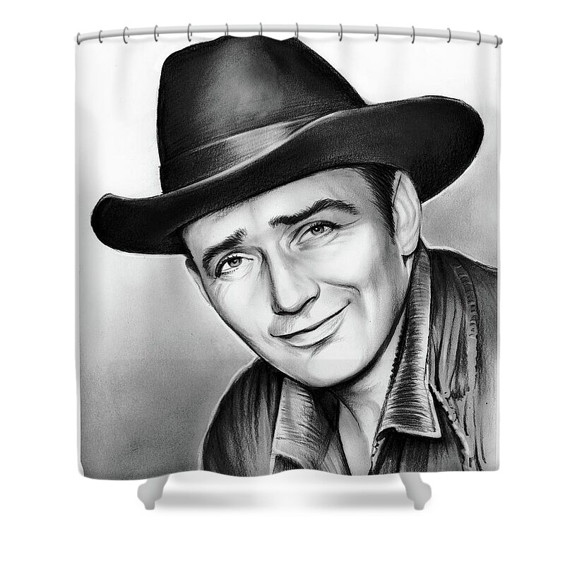 James Drury Shower Curtain featuring the drawing James Drury by Greg Joens
