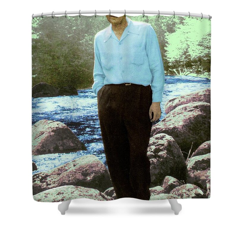 Victor Shelley Shower Curtain featuring the digital art James Mack Gurr by Victor Shelley