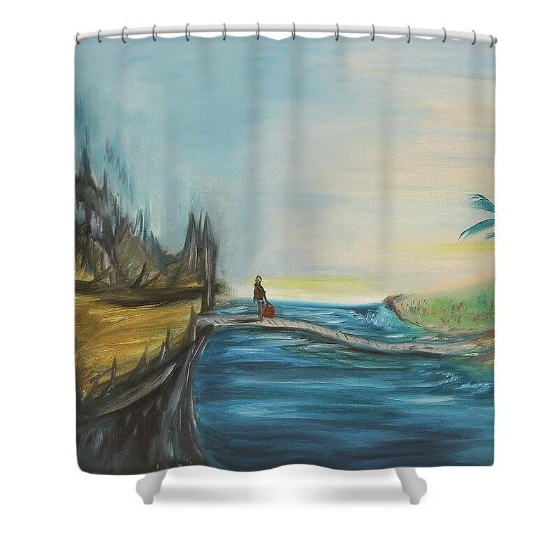 Journey Shower Curtain featuring the painting Jana's Journey by Neslihan Ergul Colley