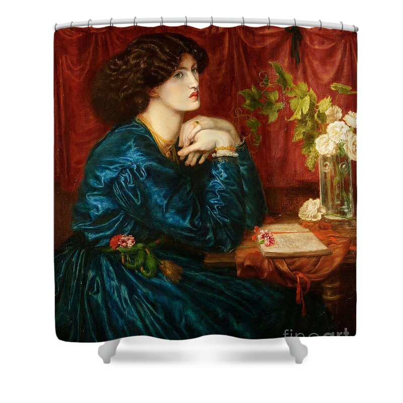 Dante Gabriel Rossetti - Jane Morris (the Blue Silk Dress) 1868 Shower Curtain featuring the painting Jane Morri by MotionAge Designs